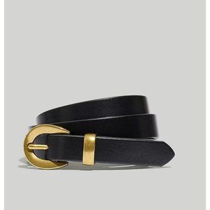 Madewell $48 Chunky Buckle Skinny Leather Belt Black Size M MD350